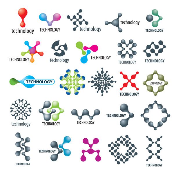 مجموعه وکتور از لوگوهای مختلف تکنولوژیک