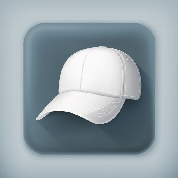 کلاه بیسبال سفید نماد وکتور سایه بلند
