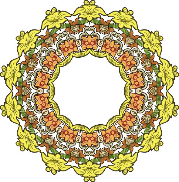 وکتور انتزاعی دایره حاشیه زینتی گل