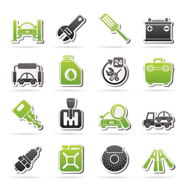 نمادهای قطعات و خدمات خودرو - مجموعه آیکون وکتور 1