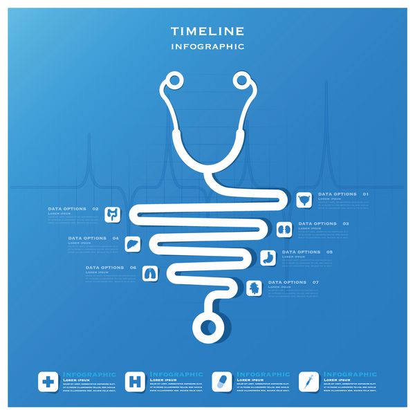 الگوی طراحی اینفوگرافیک سلامت و پزشکی تایم لاین
