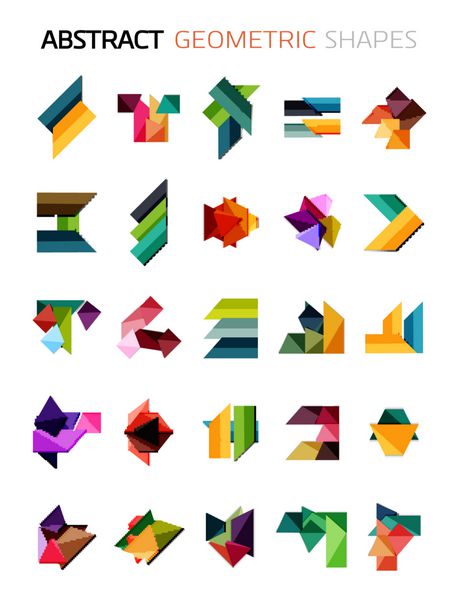مجموعه ای از اشکال هندسی انتزاعی رنگارنگ