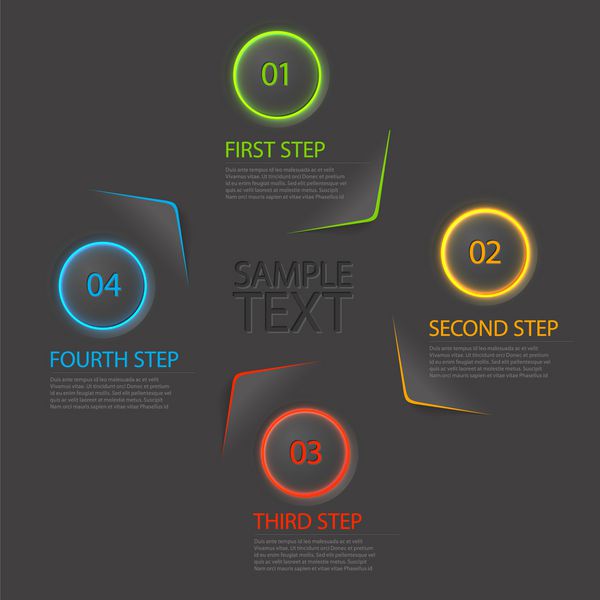 یک دو سه چهار - نمادهای پیشرفت بردار مسطح برای چهار مرحله