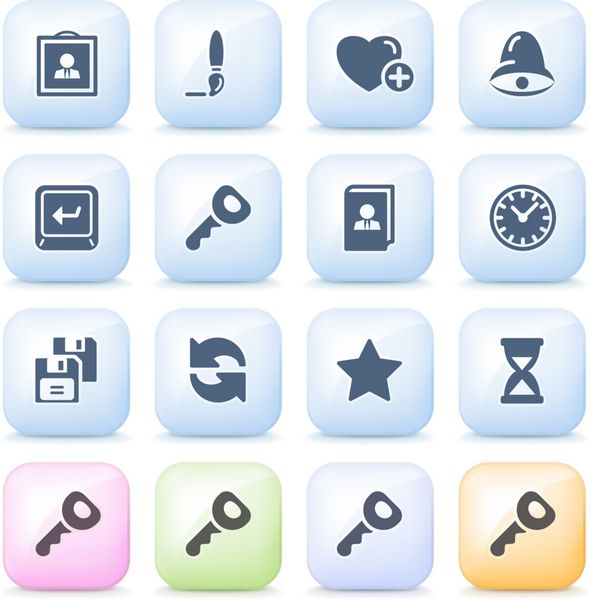 نمادهای وب روی دکمه های رنگی