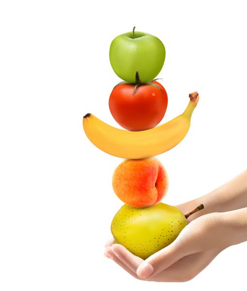 دسته ای از میوه های تازه را در دست گرفته اند مفهوم رژیم غذایی بردار