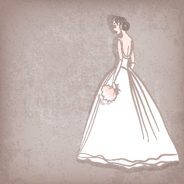 عروس در لباس عروس در پس زمینه گرانی