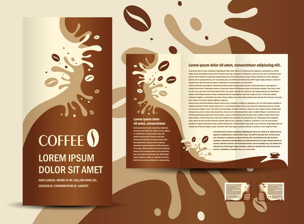 پوشه بروشور طراحی عنصر دانه های قهوه