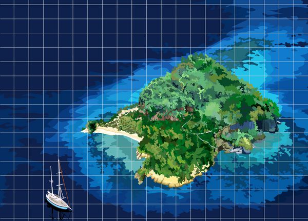 نقشه جزیره قایق بادبانی