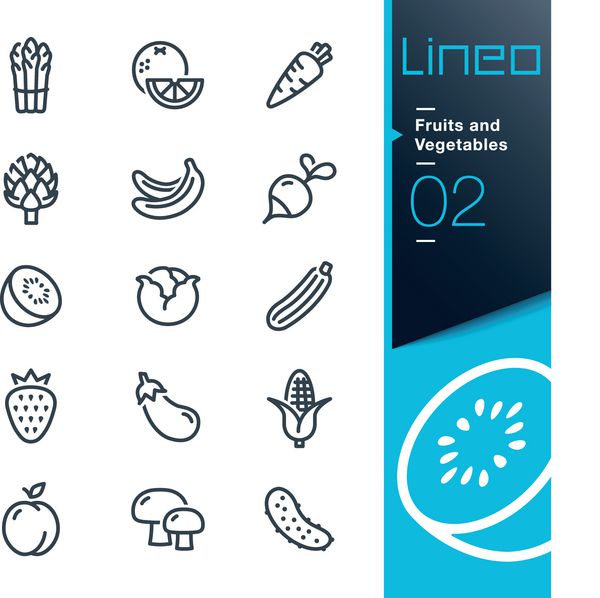 lineo - نمادهای طرح کلی میوه ها و سبزیجات