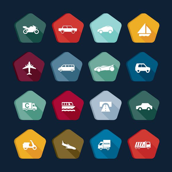 نمادهای حمل و نقل مجموعه دکمه های حمل و نقل