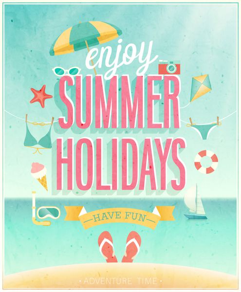 پوستر تعطیلات تابستانی وکتور