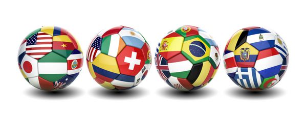 توپ فوتبال سه بعدی با پرچم تیم های کشورها