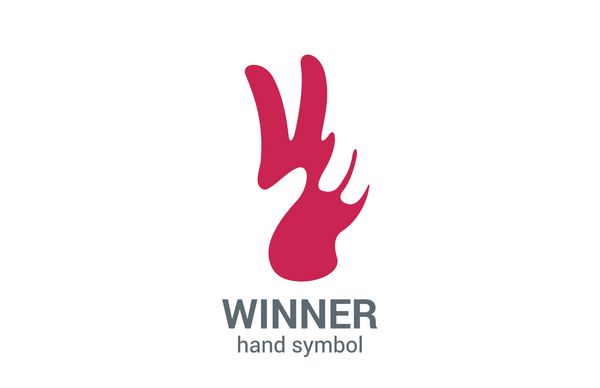 طرح لوگو وکتور نماد پیروزی دست حرف v