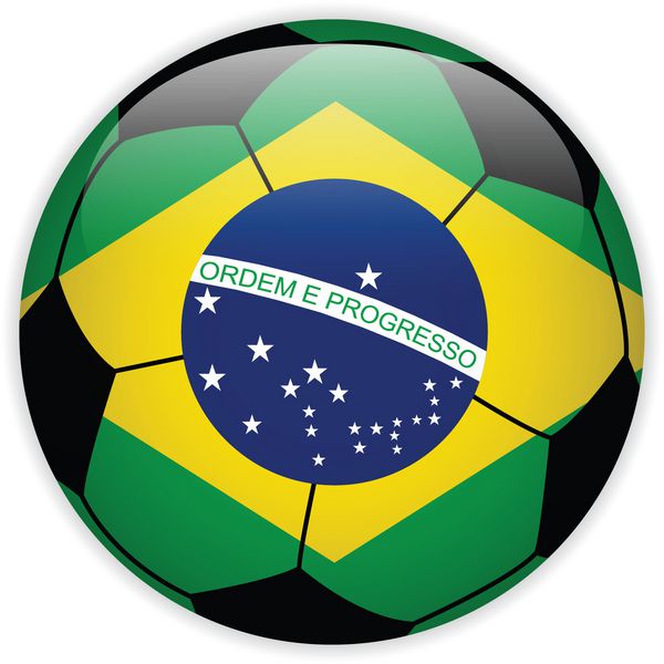 پرچم برزیل با پس زمینه توپ فوتبال