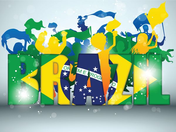 طرفدار ورزش برزیل با پرچم و بوق