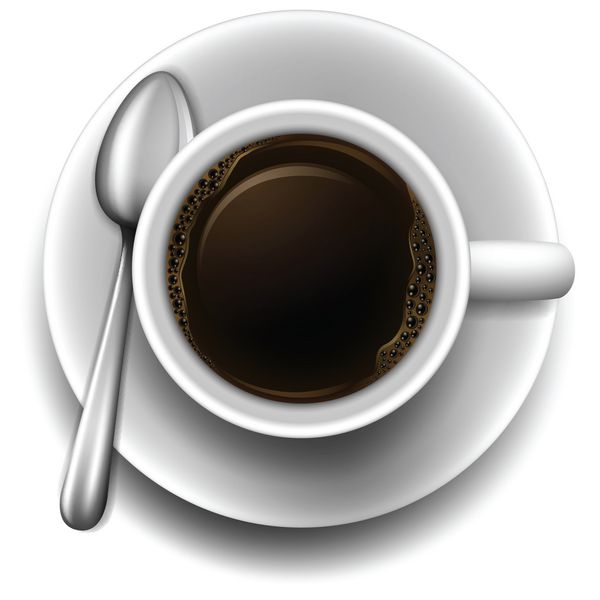 نمای بالا از یک فنجان قهوه