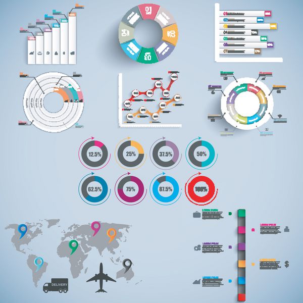 مجموعه ای از قالب طراحی وکتور اینفوگرافیک