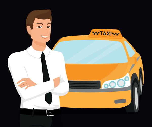 راننده تاکسی و ماشین زرد پشت سرش