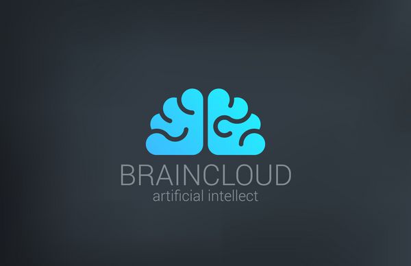 طراحی لوگو وکتور شبح شکل خلاقانه ابر مغز