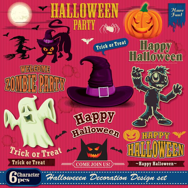 طراحی مجموعه پوستر هالووین قدیمی