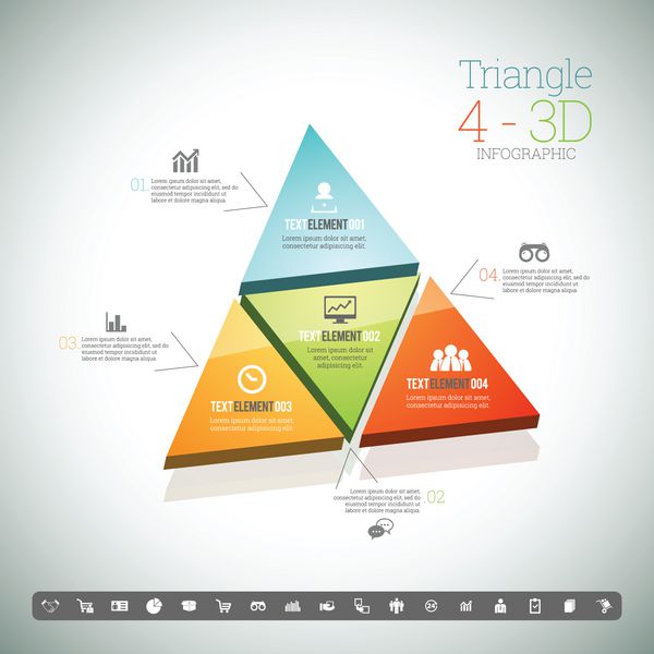اینفوگرافیک سه بعدی مثلث چهار