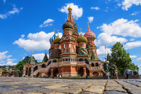 خیابان کلیسای جامع ریحان در میدان قرمز در مسکو روسیه