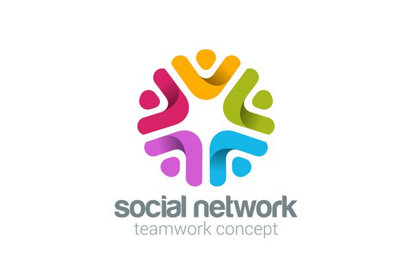 وکتور طراحی لوگو شبکه های اجتماعی لوگوی کار تیمی