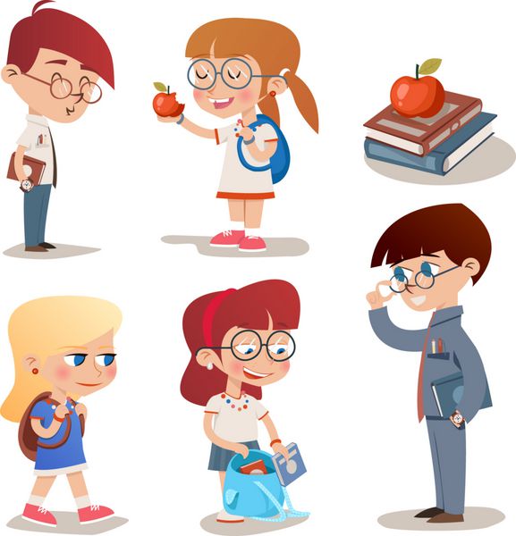 ست شخصیت های سبک وینتیج برای کودکان مدرسه