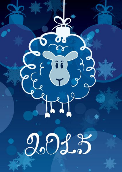 طرح خنده دار گوسفند - نماد سال جدید 2015 پست وکتور