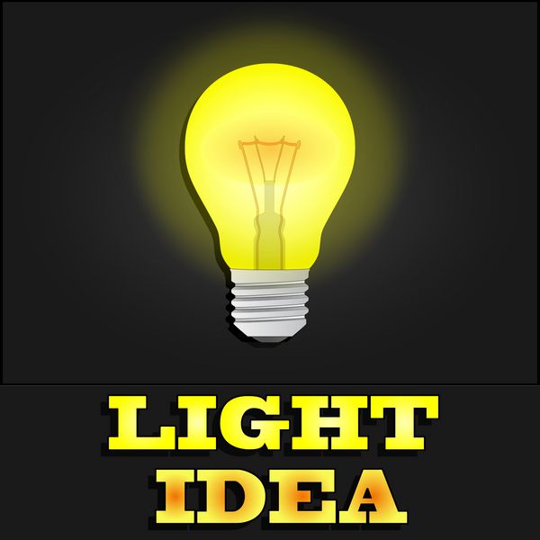 لامپ زرد درخشان به عنوان مفهوم الهام بخش