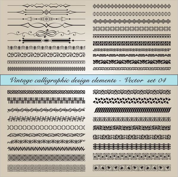 مجموعه ای از عناصر طراحی خوشنویسی قدیمی در فایل وکتور قابل ویرایش