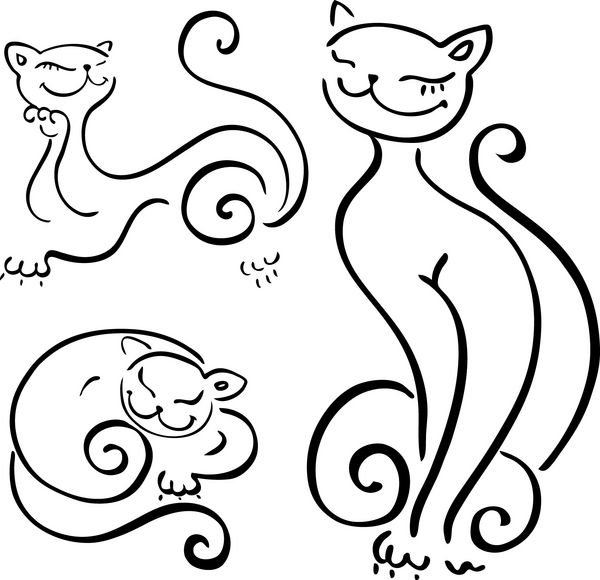 مجموعه طرح های خنده دار گربه ها وکتور جدا شده