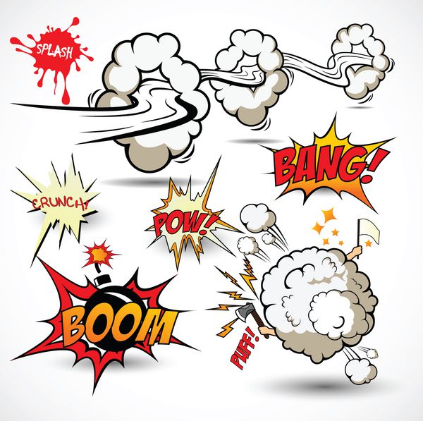 عناصر کتاب کمیک - وکتور انفجارهای کارتونی