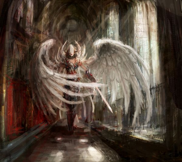 دختر فرشته سایبورگ در کلیسای جامع
