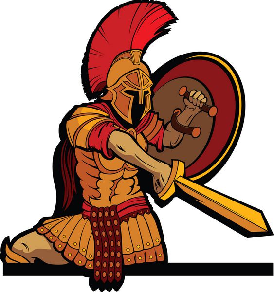 طلسم سرباز اسپارتایی یونانی یا رومی که سپر و شمشیر در دست دارد