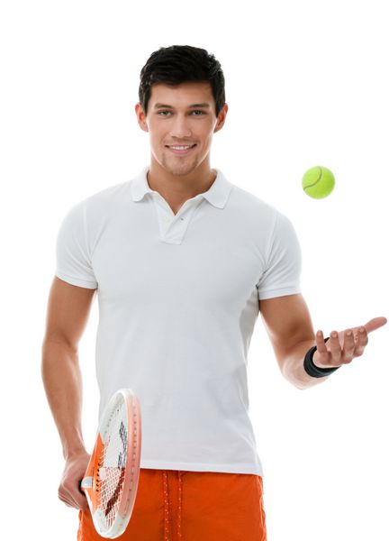 تنیس مرد اسپرت جدا شده روی سفید