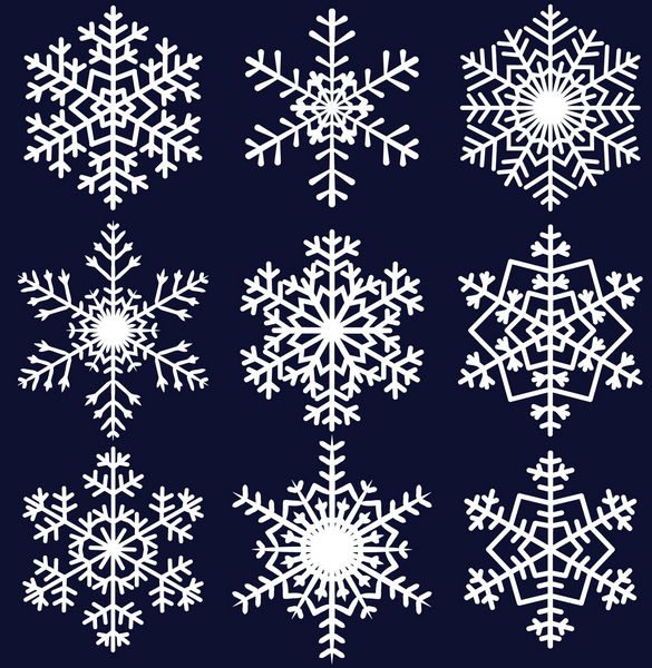مجموعه دانه های برف زیبا برای طراحی زمستان کریسمس