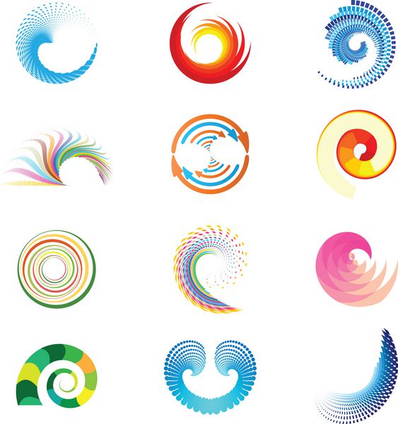 اشکال چرخشی انتزاعی نمادها مجموعه لوگو