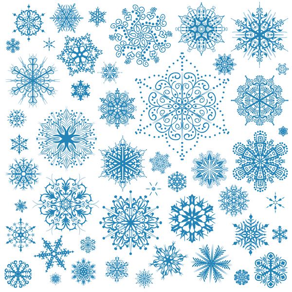 آیکون های وکتور دانه های برف کریسمس هنر گرافیک مجموعه دانه های برف