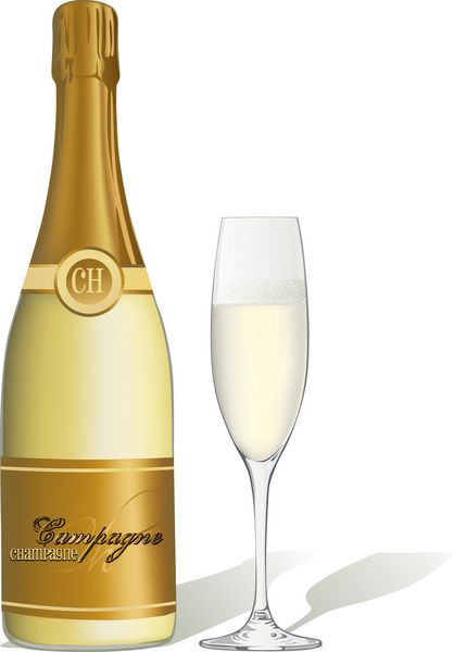 لیوان شامپاین و بطری - وکتور