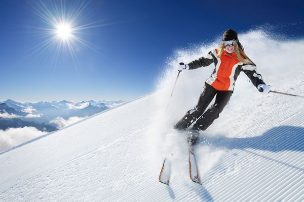 دختر زن زن روی اسکی