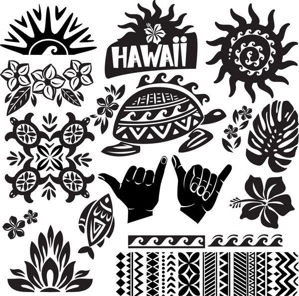 ست هاوایی در سیاه و سفید