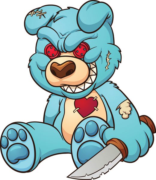 خرس عروسکی بد وکتور وکتور کلیپ آرت با شیب های ساده همه در یک لایه