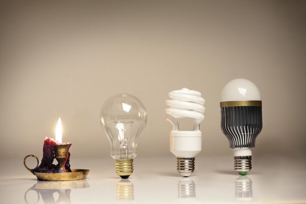 تکامل روشنایی با شمع تنگستن فلورسنت و لامپ LED