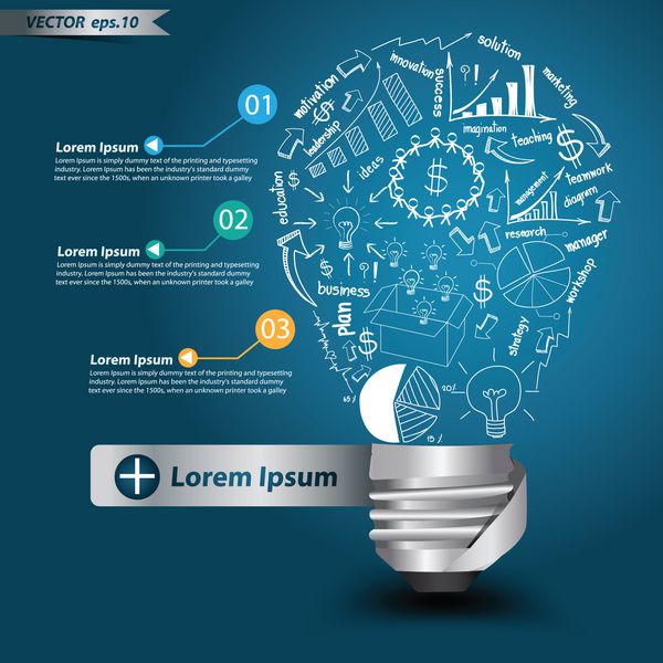 لامپ خلاقانه با طراحی ایده مفهومی طرح استراتژی کسب و کار طراحی قالب مدرن وکتور