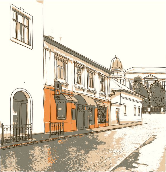 خیابان در شهر قدیمی وکتور