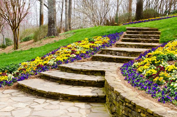 پله های منتهی به باغ
