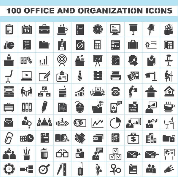 مجموعه 100 آیکون اداری و سازمانی