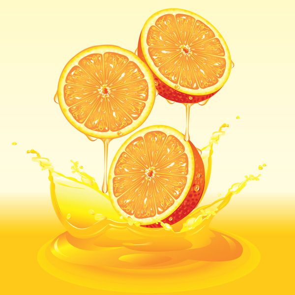 پاشیدن آب پرتقال جدا شده روی سفید