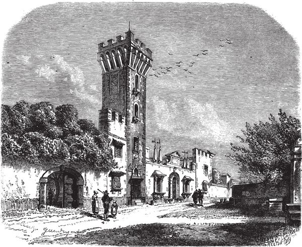 برج در پانسیاتیچی پال در توسکانی ایتالیا تصویر حکاکی شده قدیمی le magasin pittoresque - 1874